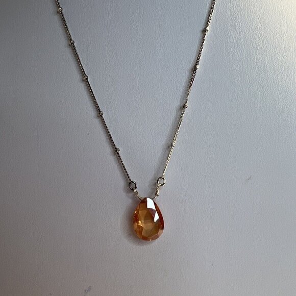 Avon Orange Crystal Drop Necklace 16”. - Picture 1 of 6